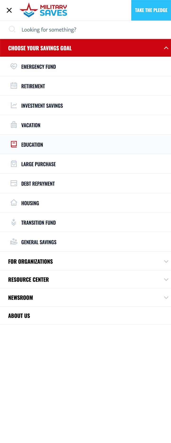 America Saves Design Mobile Nav